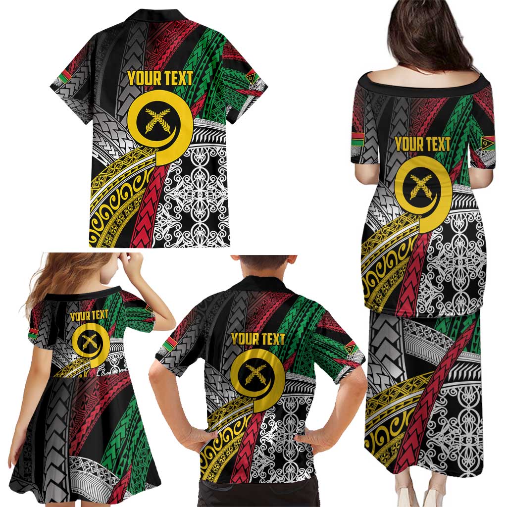 Vanuatu Proud to be Ni-van Personalised Family Matching Puletasi and Hawaiian Shirt with Mutis En Atan Patterns