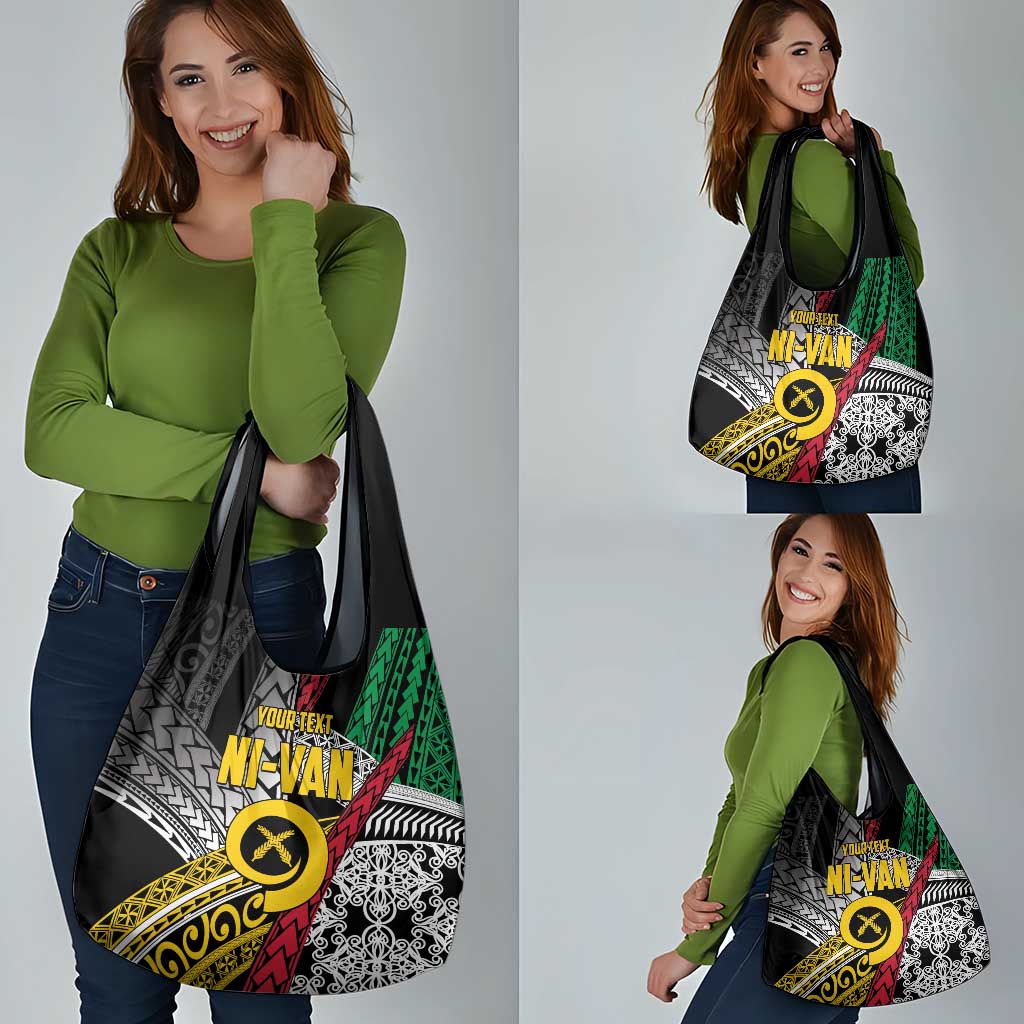 Vanuatu Proud to be Ni-van Personalised Grocery Bag with Mutis En Atan Patterns