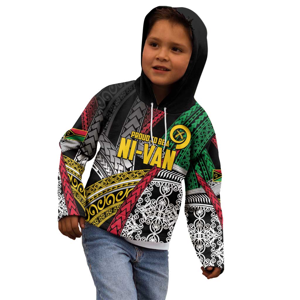 Vanuatu Proud to be Ni-van Personalised Kid Hoodie with Mutis En Atan Patterns