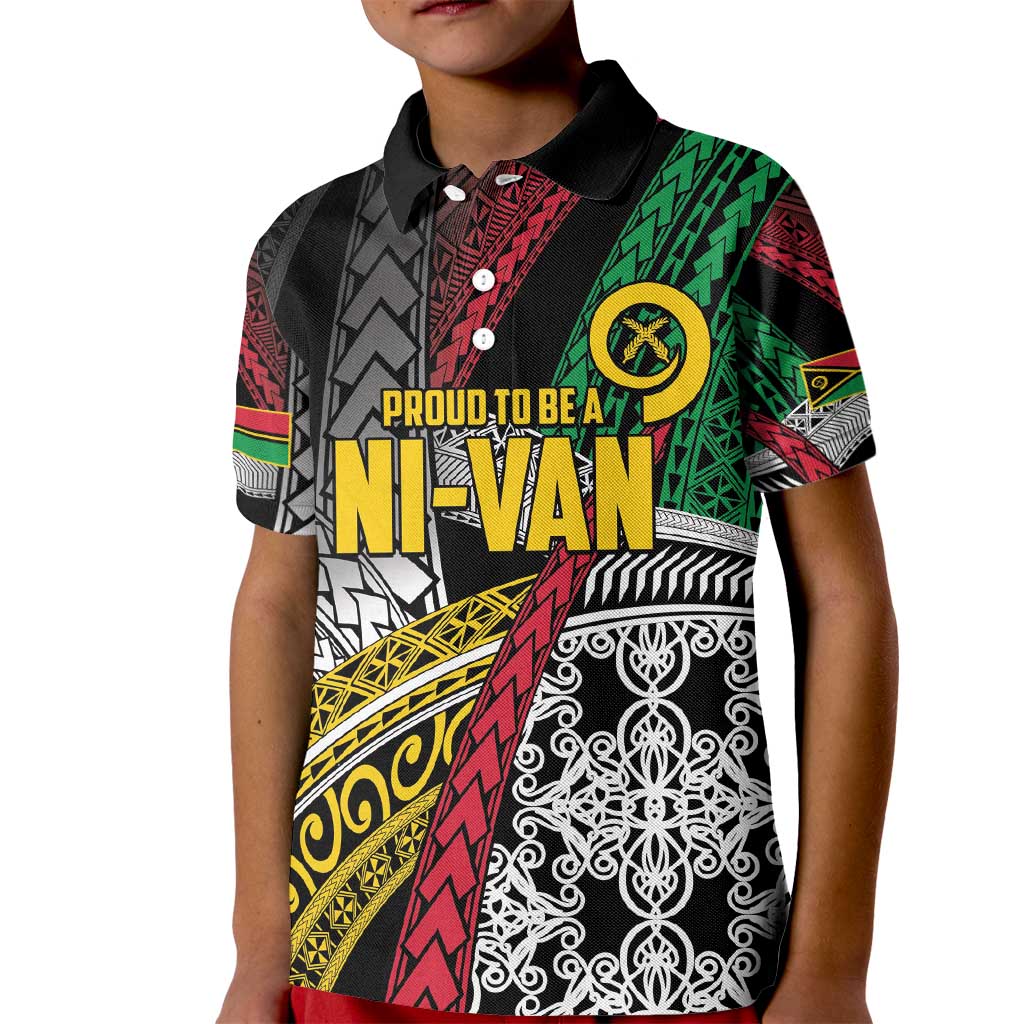 Vanuatu Proud to be Ni-van Personalised Kid Polo Shirt with Mutis En Atan Patterns