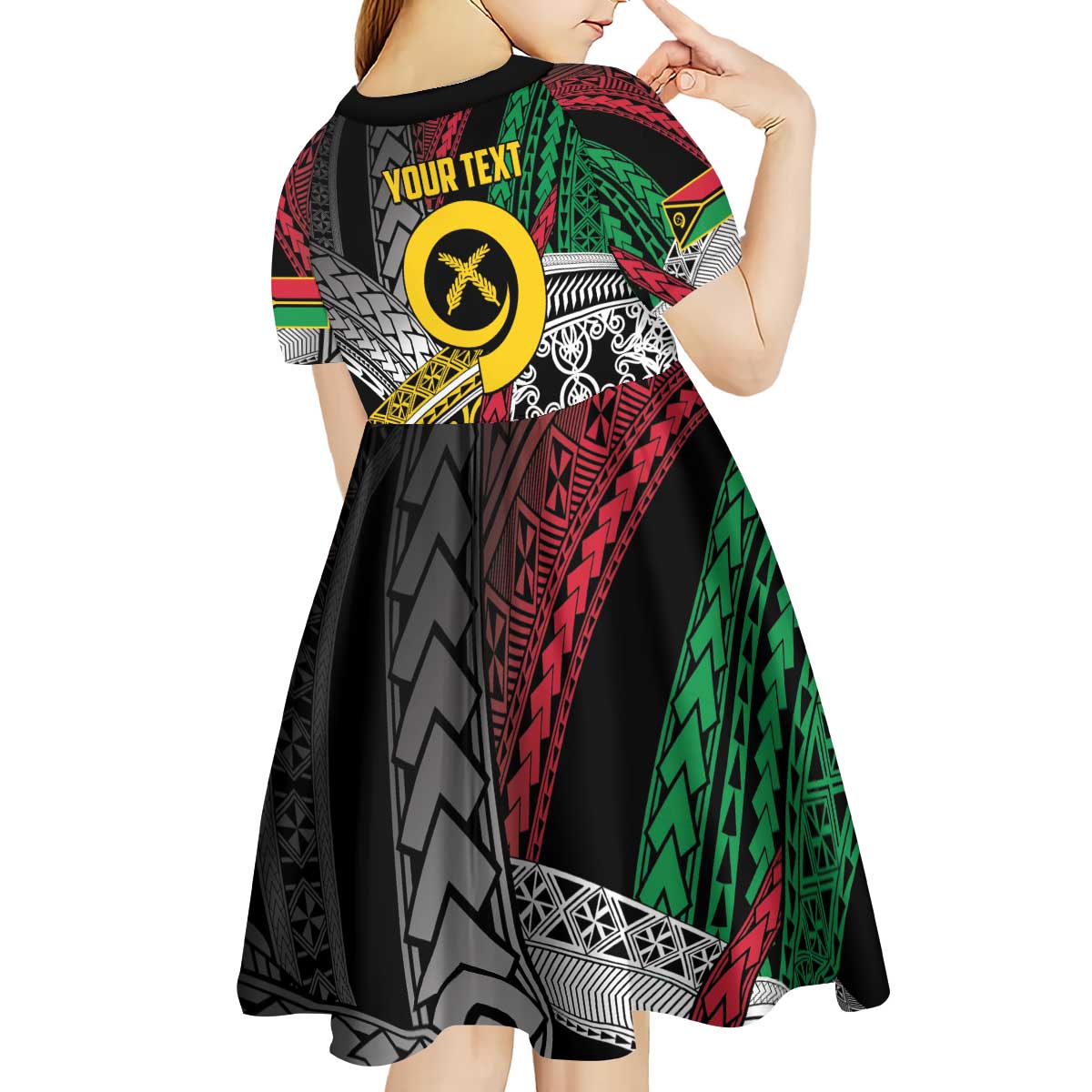 Vanuatu Proud to be Ni-van Personalised Kid Short Sleeve Dress with Mutis En Atan Patterns