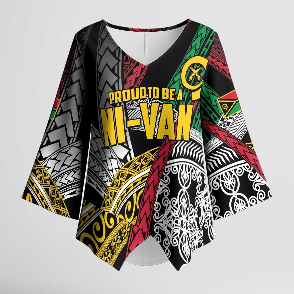 Vanuatu Proud to be Ni-van Personalised Kimono Sleeve Blouse with Mutis En Atan Patterns - Polynesian Pride