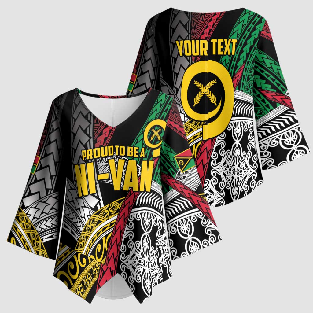 Vanuatu Proud to be Ni-van Personalised Kimono Sleeve Blouse with Mutis En Atan Patterns - Polynesian Pride