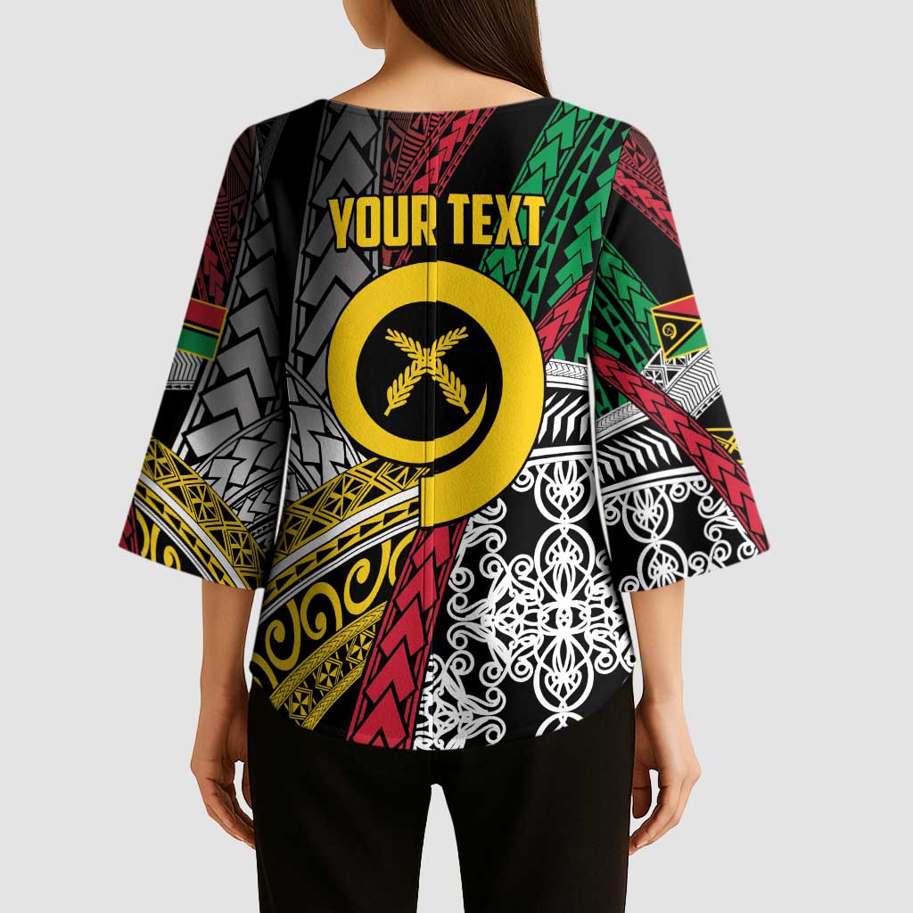 Vanuatu Proud to be Ni-van Personalised Kimono Sleeve Blouse with Mutis En Atan Patterns - Polynesian Pride
