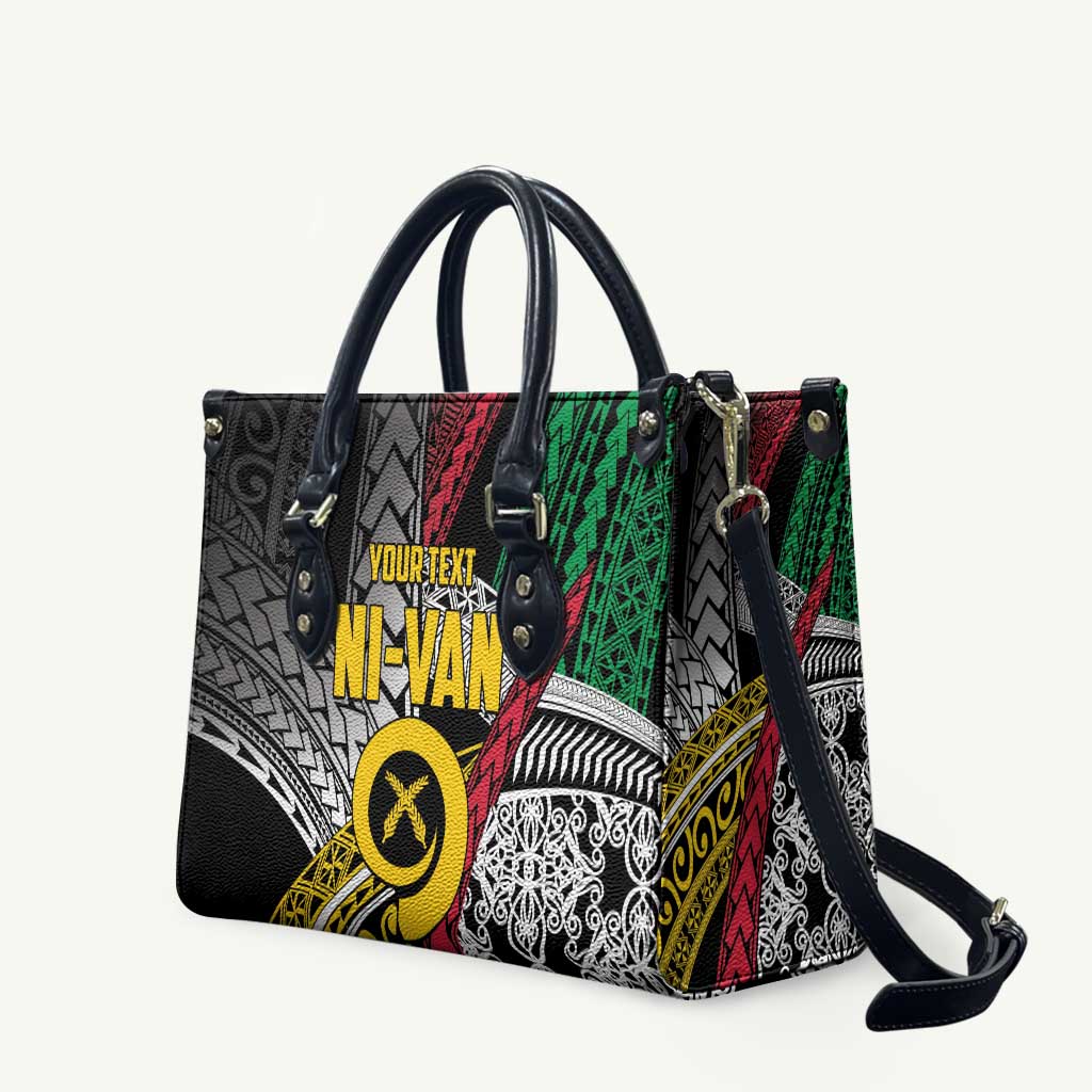 Vanuatu Proud to be Ni-van Personalised Leather Bag with Mutis En Atan Patterns - Polynesian Pride