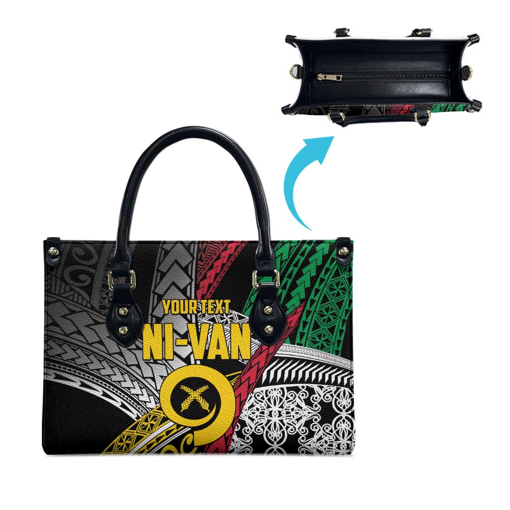 Vanuatu Proud to be Ni-van Personalised Leather Bag with Mutis En Atan Patterns - Polynesian Pride