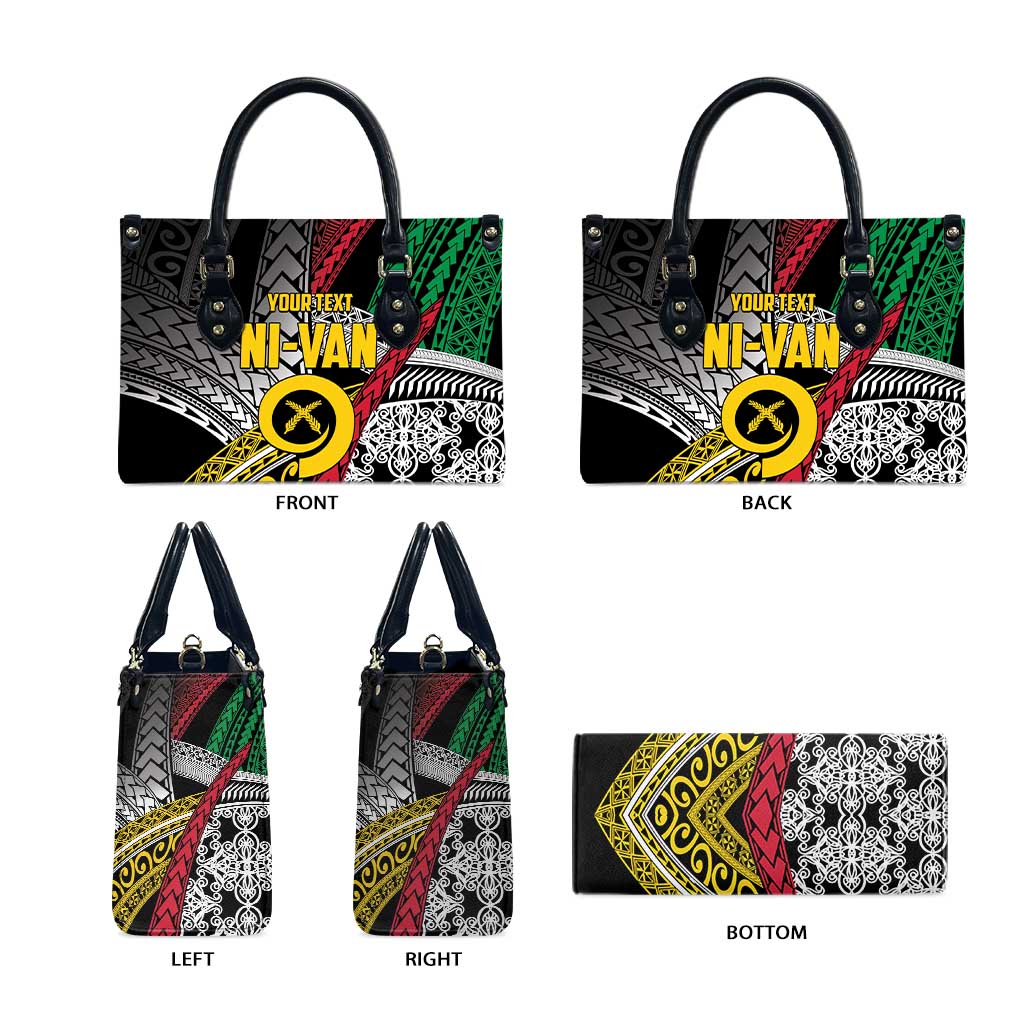Vanuatu Proud to be Ni-van Personalised Leather Bag with Mutis En Atan Patterns - Polynesian Pride