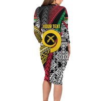 Vanuatu Proud to be Ni-van Personalised Long Sleeve Bodycon Dress with Mutis En Atan Patterns