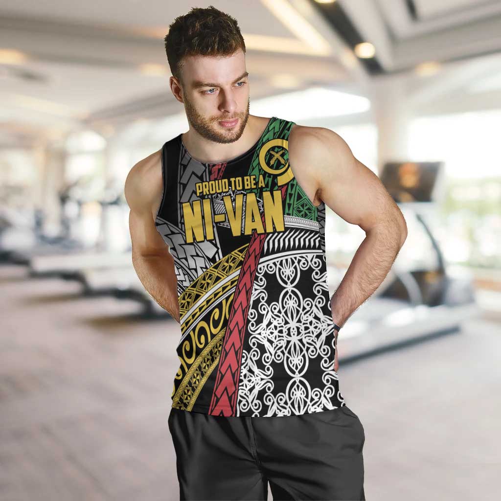 Vanuatu Proud to be Ni-van Personalised Men Tank Top with Mutis En Atan Patterns