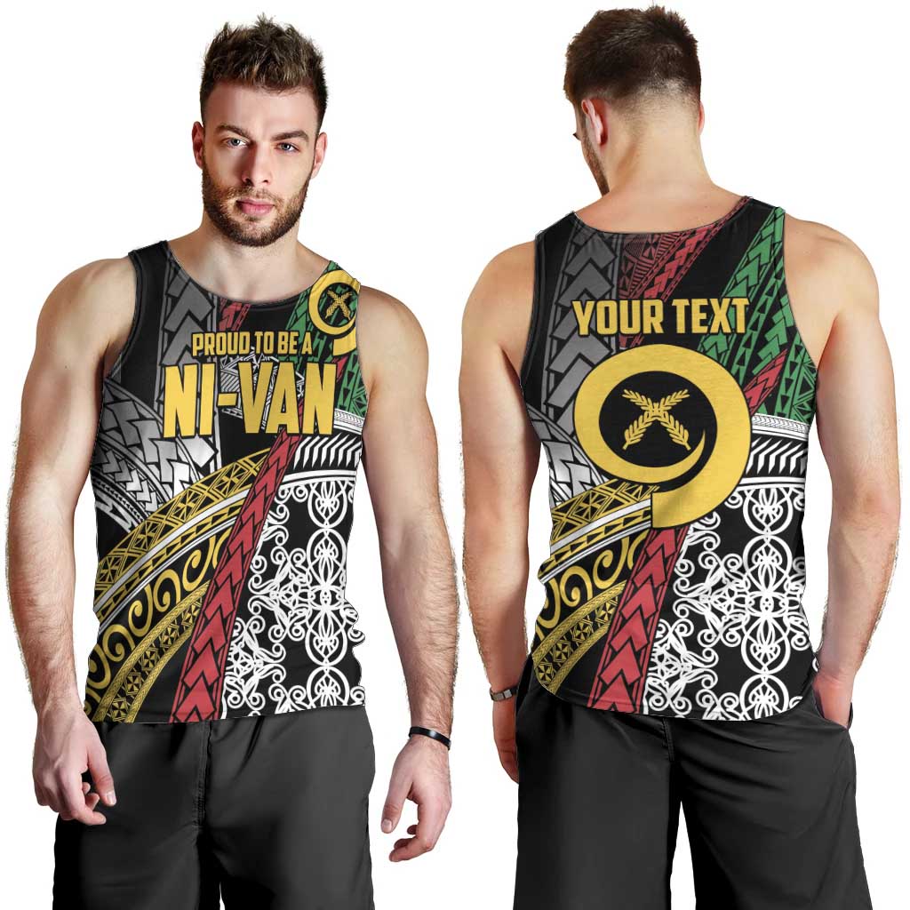 Vanuatu Proud to be Ni-van Personalised Men Tank Top with Mutis En Atan Patterns