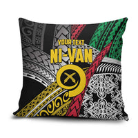 Vanuatu Proud to be Ni-van Personalised Pillow Cover with Mutis En Atan Patterns LT9 Black - Polynesian Pride