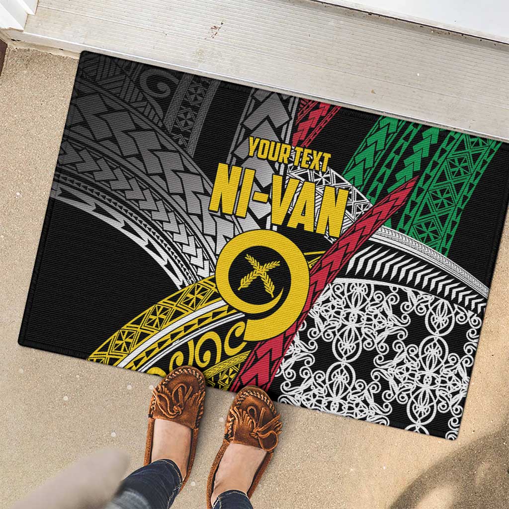 Vanuatu Proud to be Ni-van Personalised Rubber Doormat with Mutis En Atan Patterns