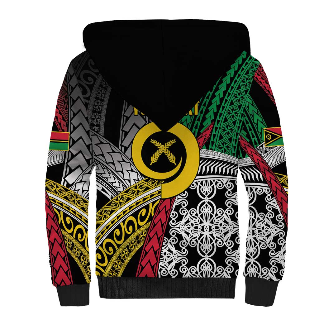 Vanuatu Proud to be Ni-van Personalised Sherpa Hoodie with Mutis En Atan Patterns