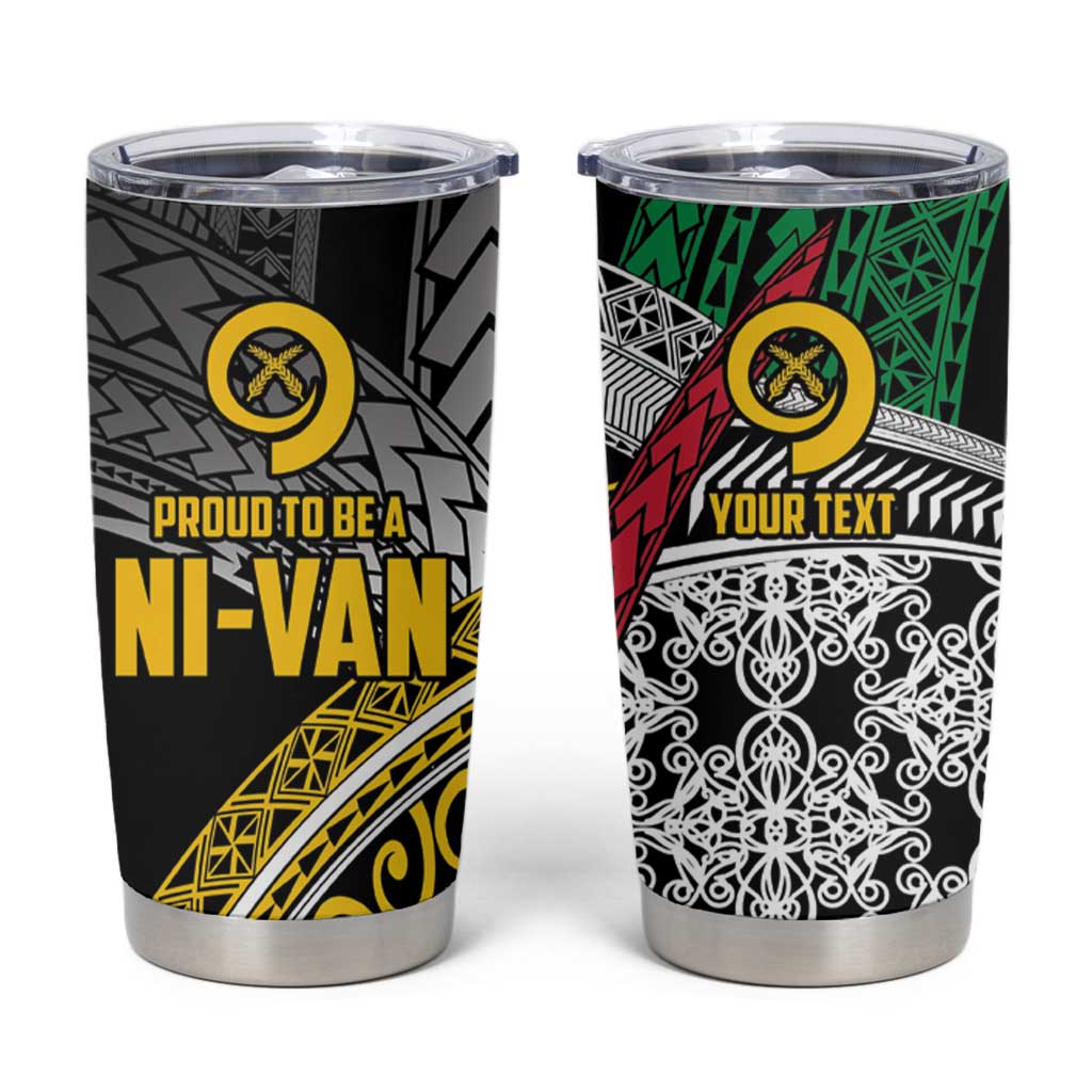 Vanuatu Proud to be Ni-van Personalised Tumbler Cup with Mutis En Atan Patterns LT9 Black - Polynesian Pride