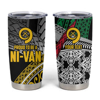 Vanuatu Proud to be Ni-van Personalised Tumbler Cup with Mutis En Atan Patterns LT9 Black - Polynesian Pride