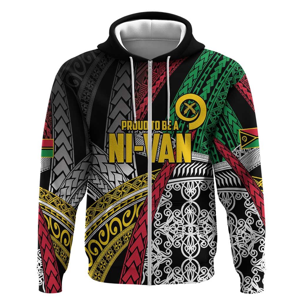 Vanuatu Proud to be Ni-van Personalised Zip Hoodie with Mutis En Atan Patterns