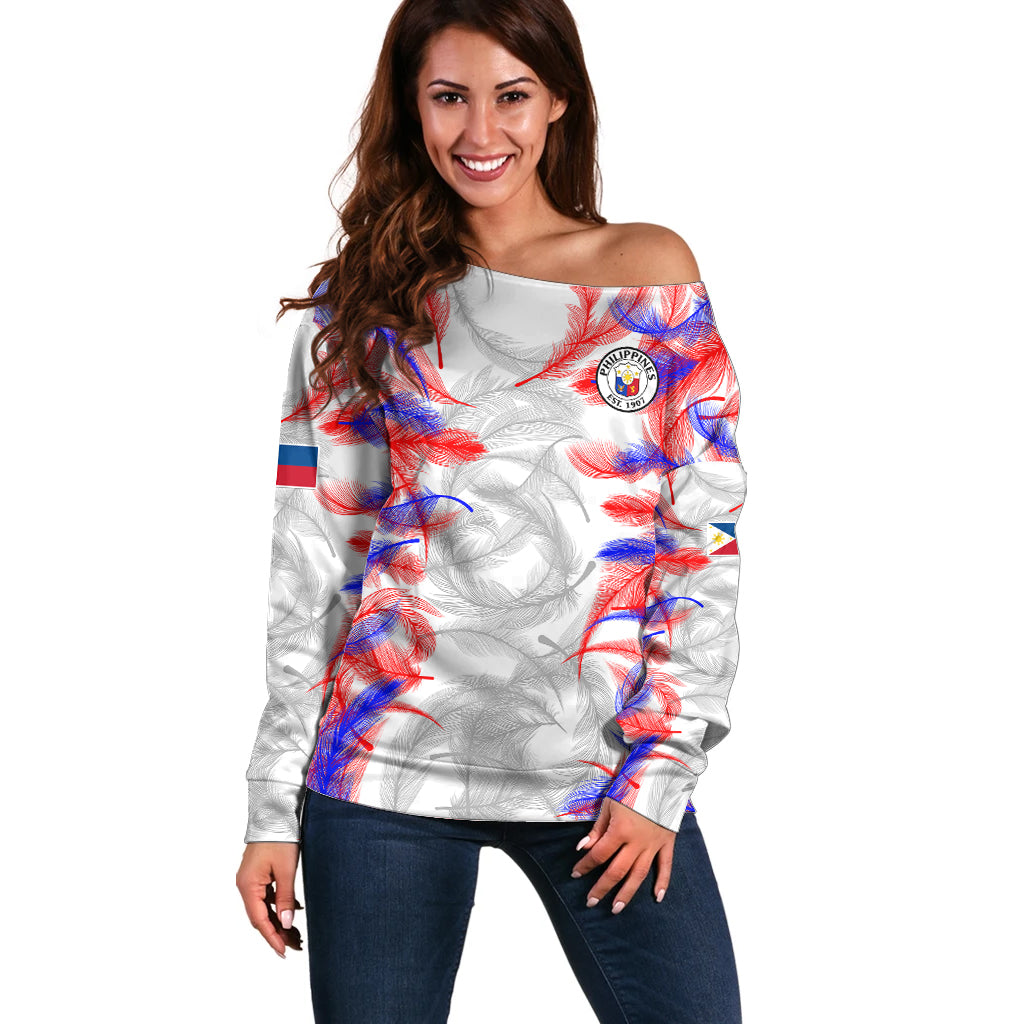 2023 Philippines Anzkals Football Off Shoulder Sweater Pilipinas Be Unique LT9 Women White - Polynesian Pride