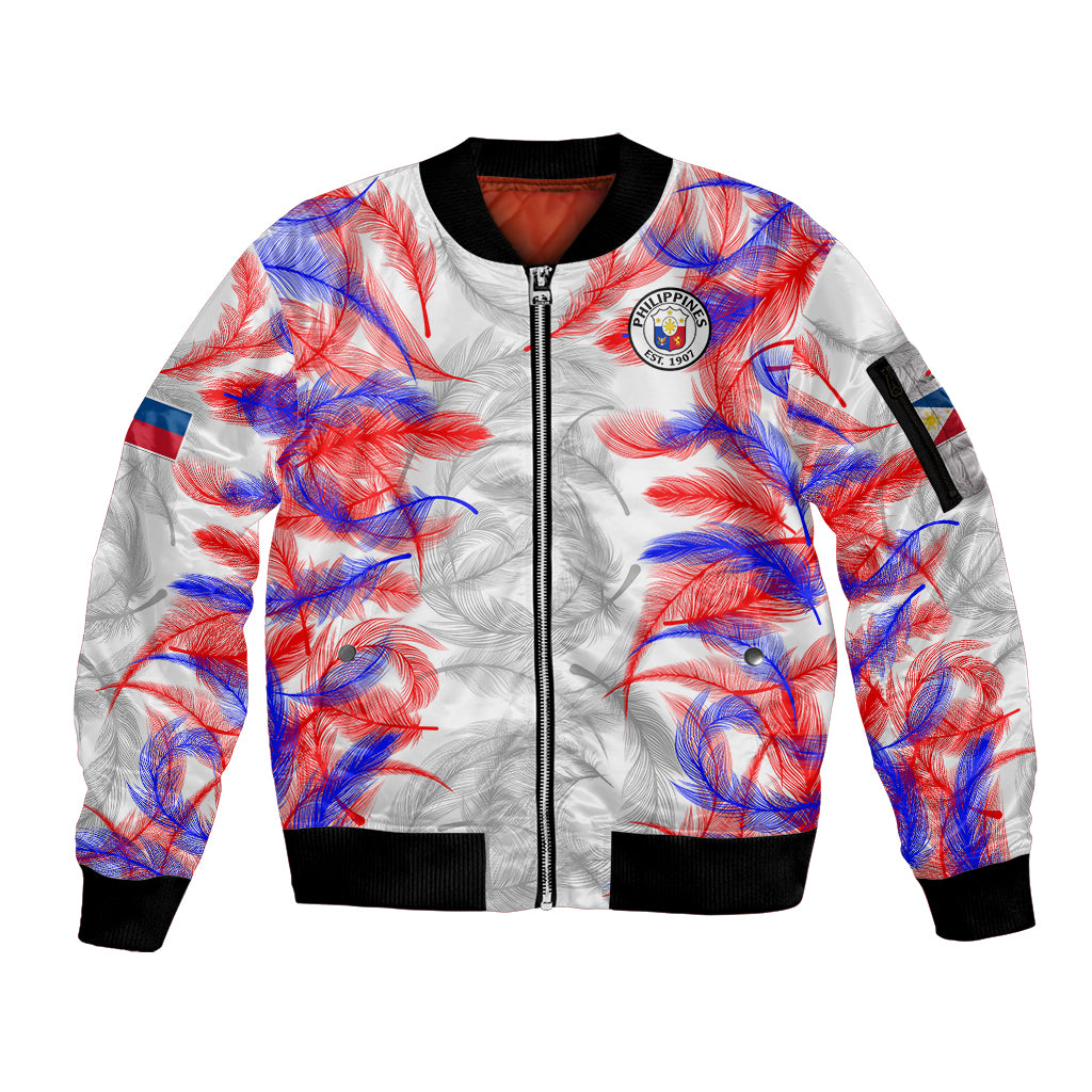 2023 Philippines Anzkals Football Sleeve Zip Bomber Jacket Pilipinas Be Unique LT9 Unisex White - Polynesian Pride