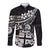 Fiji Islands Long Sleeve Button Shirt Coat of Arms Fijian Flower Polynesian Pattern - Black LT9 Unisex Black - Polynesian Pride