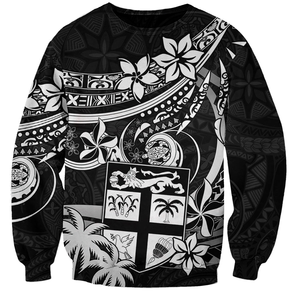 Fiji Islands Sweatshirt Coat of Arms Fijian Flower Polynesian Pattern - Black LT9 Unisex Black - Polynesian Pride