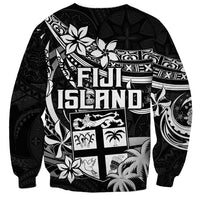 Fiji Islands Sweatshirt Coat of Arms Fijian Flower Polynesian Pattern - Black LT9 - Polynesian Pride