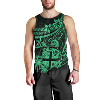 Fiji Islands Men Tank Top Coat of Arms Fijian Flower Polynesian Pattern - Green LT9 - Polynesian Pride