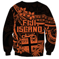 Fiji Islands Sweatshirt Coat of Arms Fijian Flower Polynesian Pattern - Orange LT9 - Polynesian Pride