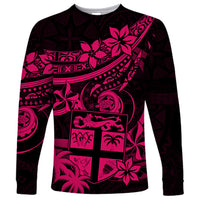 Fiji Islands Long Sleeve Shirt Coat of Arms Fijian Flower Polynesian Pattern - Pink LT9 Unisex Pink - Polynesian Pride
