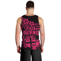 Fiji Islands Men Tank Top Coat of Arms Fijian Flower Polynesian Pattern - Pink LT9 - Polynesian Pride