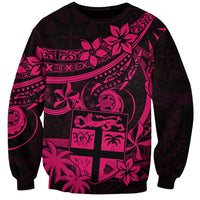 Fiji Islands Sweatshirt Coat of Arms Fijian Flower Polynesian Pattern - Pink LT9 Unisex Pink - Polynesian Pride