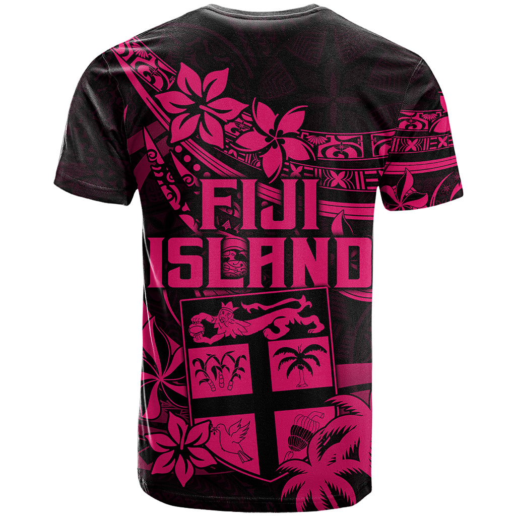 Fiji Islands T Shirt Coat of Arms Fijian Flower Polynesian Pattern Pink LT9 - Polynesian Pride