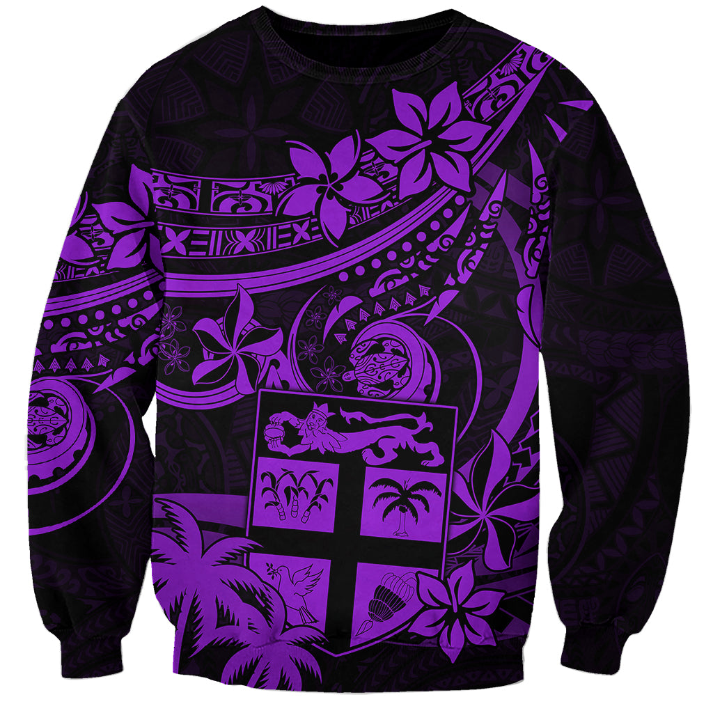 Fiji Islands Sweatshirt Coat of Arms Fijian Flower Polynesian Pattern - Purple LT9 Unisex Purple - Polynesian Pride