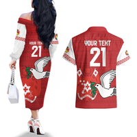 Custom Tonga Rugby Couples Matching Off The Shoulder Long Sleeve Dress and Hawaiian Shirt Mate Maa Kupesi Style LT9 - Polynesian Pride