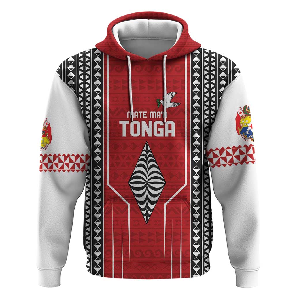 Custom Tonga Rugby Hoodie Mate Maa Kupesi Style LT9 Pullover Hoodie Red - Polynesian Pride