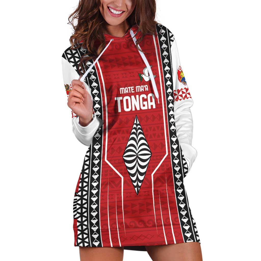 Custom Tonga Rugby Hoodie Dress Mate Maa Kupesi Style LT9 Red - Polynesian Pride