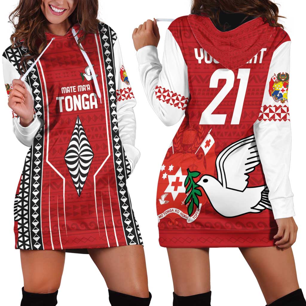 Custom Tonga Rugby Hoodie Dress Mate Maa Kupesi Style LT9 - Polynesian Pride