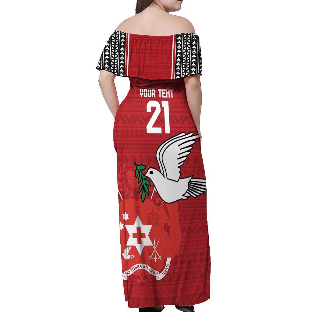 Custom Tonga Rugby Off Shoulder Maxi Dress Mate Maa Kupesi Style