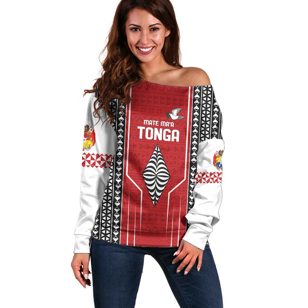 Custom Tonga Rugby Off Shoulder Sweater Mate Maa Kupesi Style