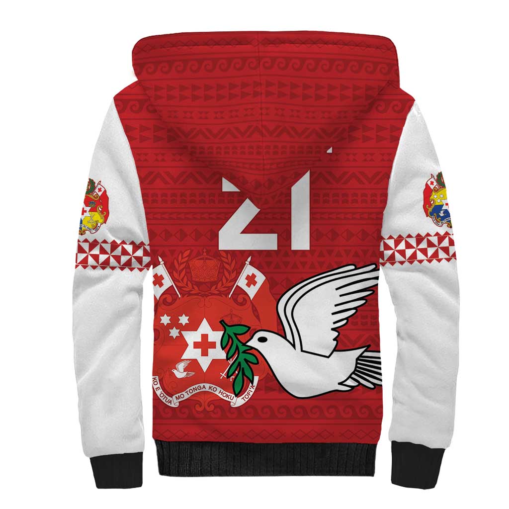 Custom Tonga Rugby Sherpa Hoodie Mate Maa Kupesi Style LT9 - Polynesian Pride