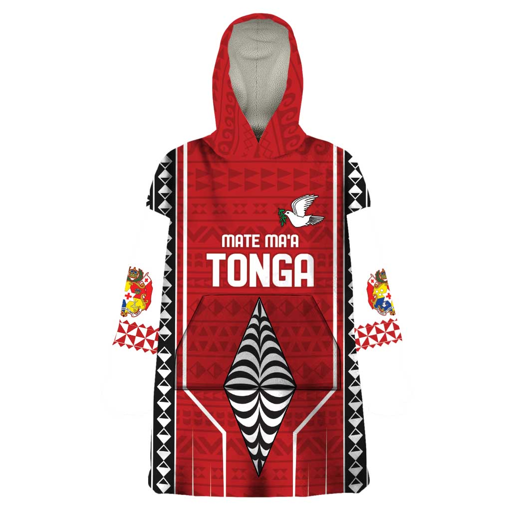 Custom Tonga Rugby Wearable Blanket Hoodie Mate Maa Kupesi Style LT9 One Size Red - Polynesian Pride