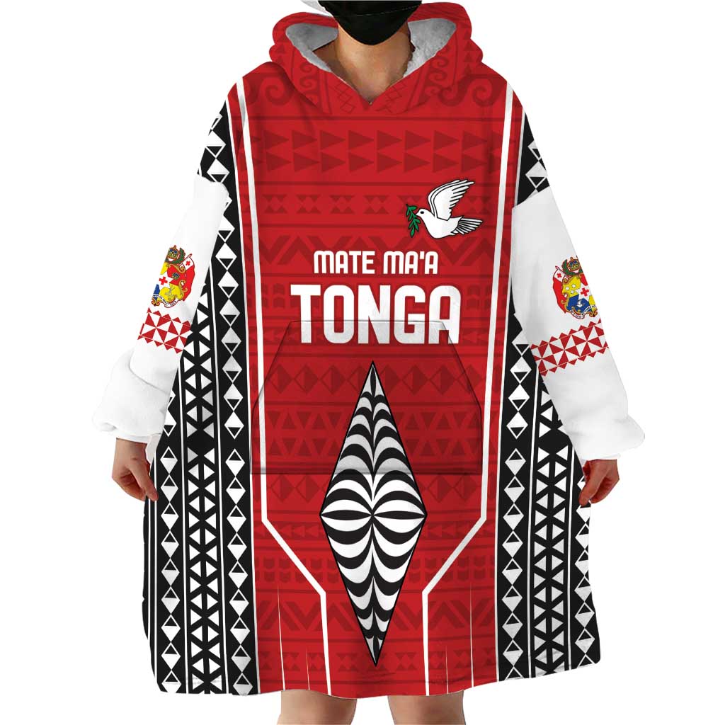 Custom Tonga Rugby Wearable Blanket Hoodie Mate Maa Kupesi Style LT9 - Polynesian Pride