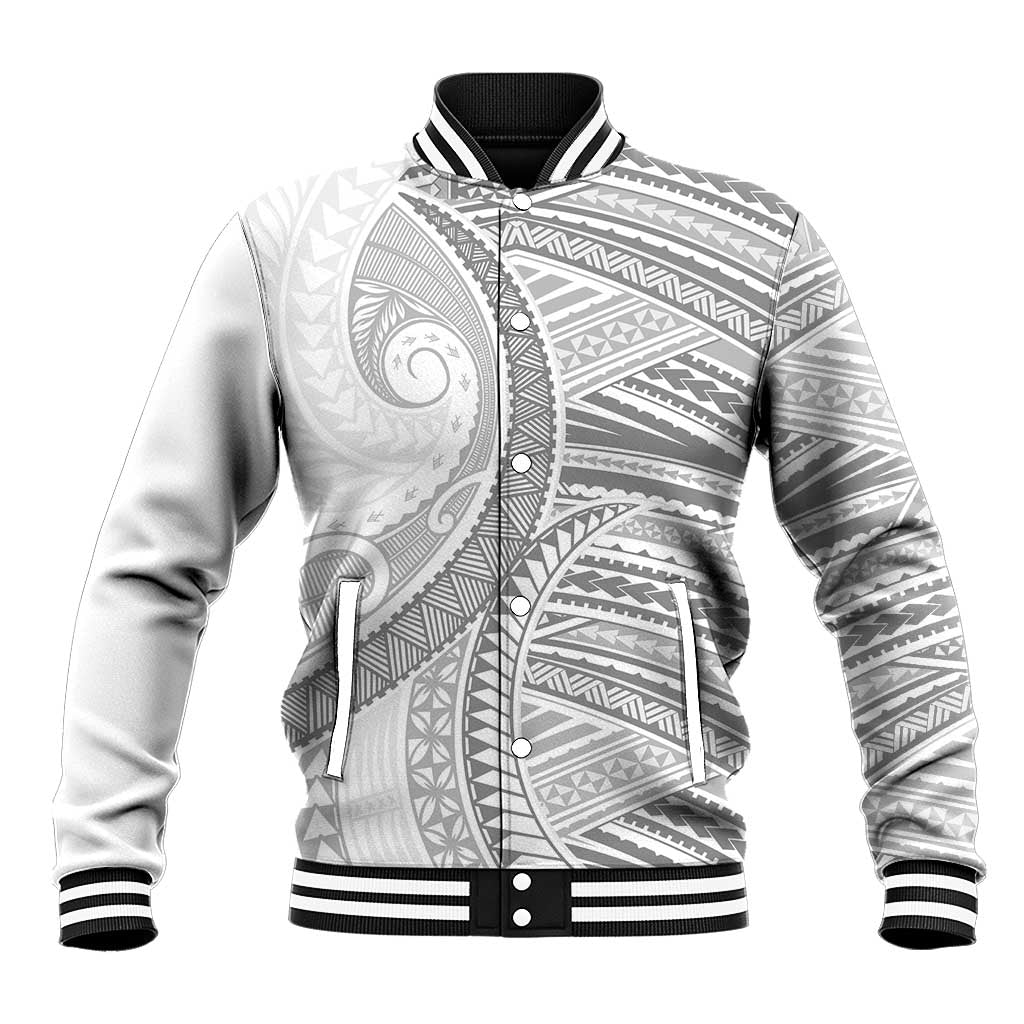 American Samoa White Sunday Baseball Jacket Polynesian Lotu Tamaiti - Polynesian Pride