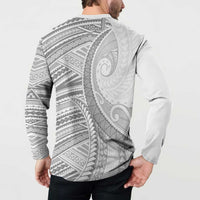 American Samoa White Sunday Button Sweatshirt Polynesian Lotu Tamaiti - Polynesian Pride