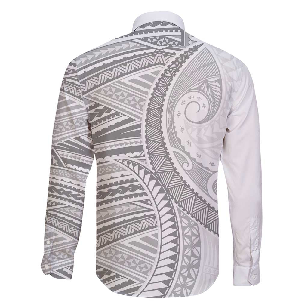 American Samoa White Sunday Family Matching Long Sleeve Bodycon Dress and Hawaiian Shirt Polynesian Lotu Tamaiti - Polynesian Pride