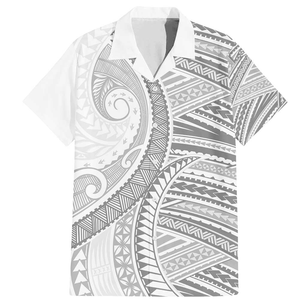 American Samoa White Sunday Family Matching Off Shoulder Maxi Dress and Hawaiian Shirt Polynesian Lotu Tamaiti - Polynesian Pride
