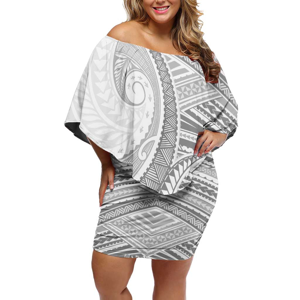 American Samoa White Sunday Family Matching Off Shoulder Short Dress and Hawaiian Shirt Polynesian Lotu Tamaiti - Polynesian Pride