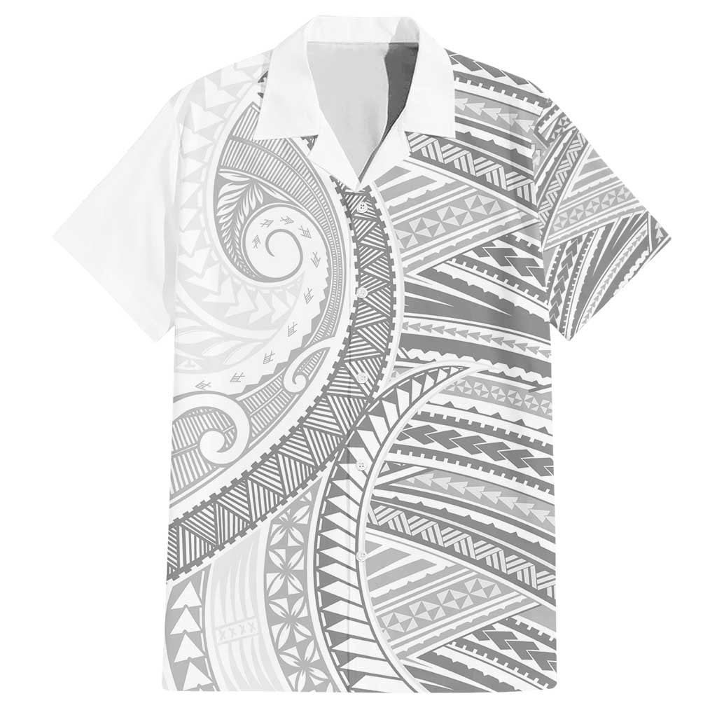 American Samoa White Sunday Family Matching Short Sleeve Bodycon Dress and Hawaiian Shirt Polynesian Lotu Tamaiti - Polynesian Pride