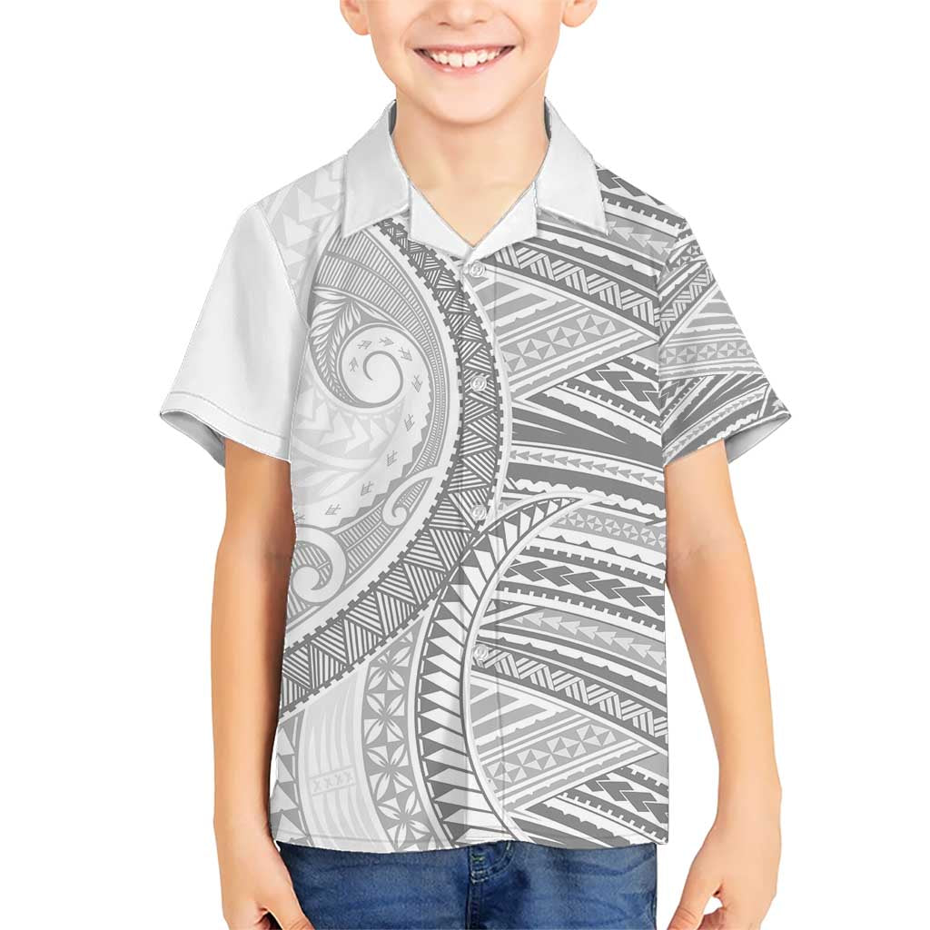 American Samoa White Sunday Kid Hawaiian Shirt Polynesian Lotu Tamaiti - Polynesian Pride