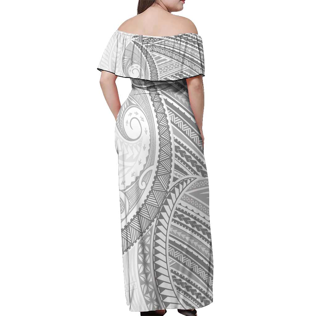 American Samoa White Sunday Off Shoulder Maxi Dress Polynesian Lotu Tamaiti - Polynesian Pride