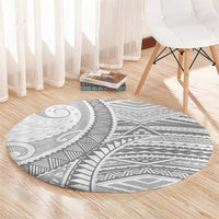 American Samoa White Sunday Round Carpet Polynesian Lotu Tamaiti - Polynesian Pride